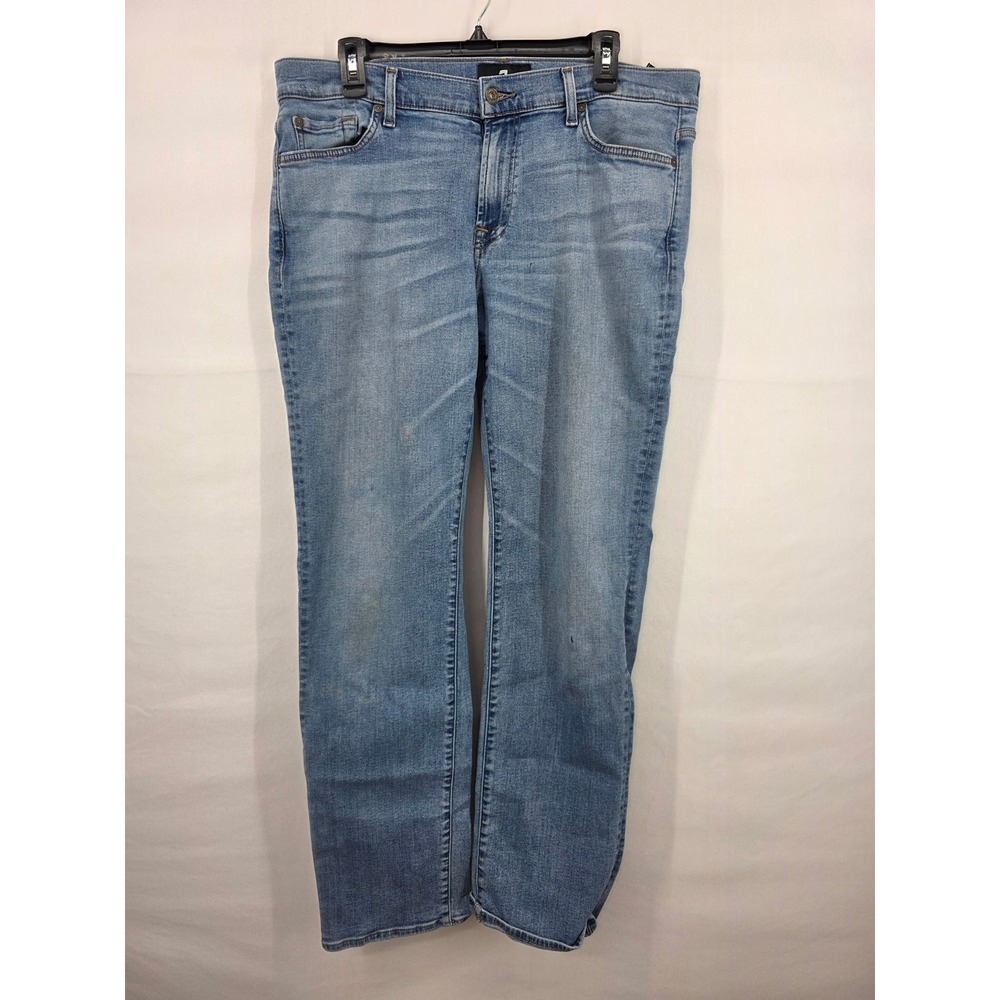 7 For All Mankind Luxe Performance Straight Leg Jeans Light Wash Blue Size 34